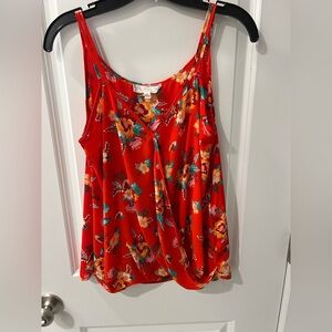 Floral Red Sleeveless Top